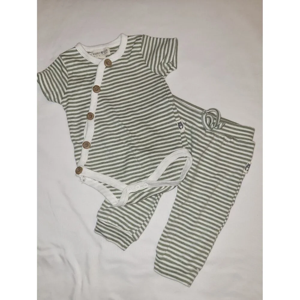 Rabbit & Bear Size 3-6 Months Striped Bodysuit And Pants 2-Piece Outfit